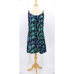VTG RUM REGGAE Slip Tank Dress Size M Fish Shell Print Tropical Rayon Beach Pool